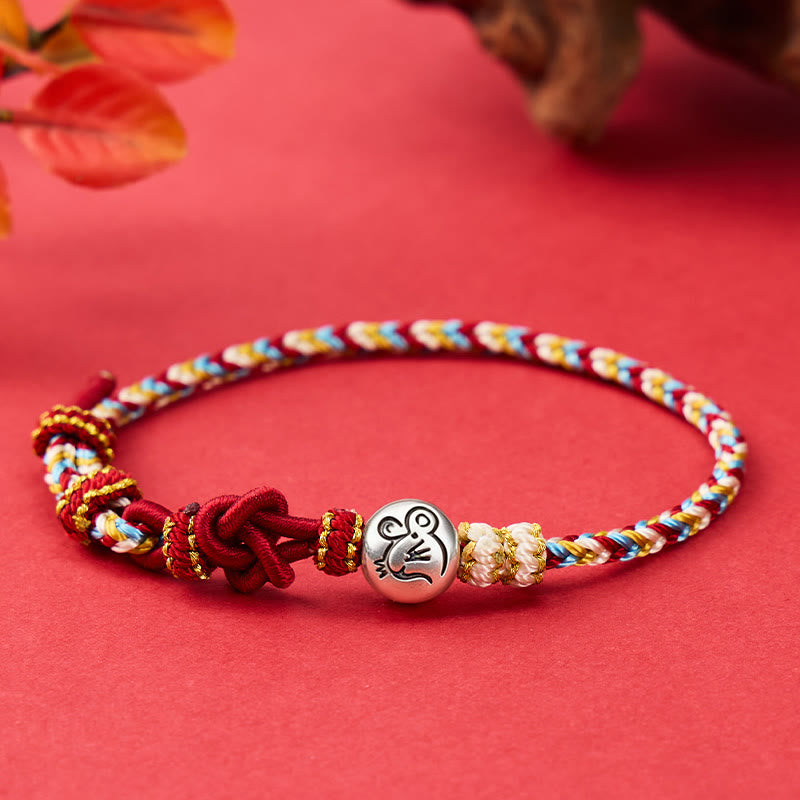 FuAttract Luck Protection & Harmony Chinese Zodiac Braided Cord Silver Charm Bracelet - Rat - image 15