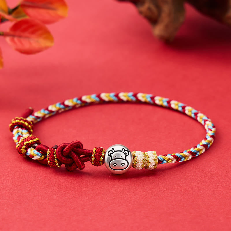 FuAttract Luck Protection & Harmony Chinese Zodiac Braided Cord Silver Charm Bracelet - Ox - image 16