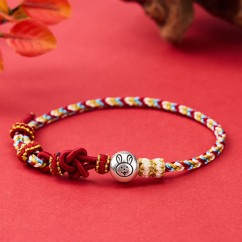 FuAttract Luck Protection & Harmony Chinese Zodiac Braided Cord Silver Charm Bracelet - Rabbit - image 18