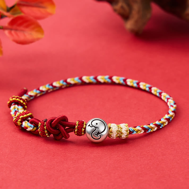 FuAttract Luck Protection & Harmony Chinese Zodiac Braided Cord Silver Charm Bracelet - Snake - image 20