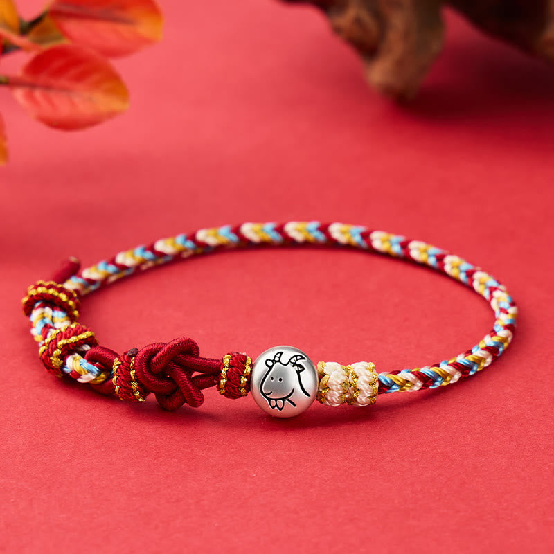 FuAttract Luck Protection & Harmony Chinese Zodiac Braided Cord Silver Charm Bracelet - Goat - image 21