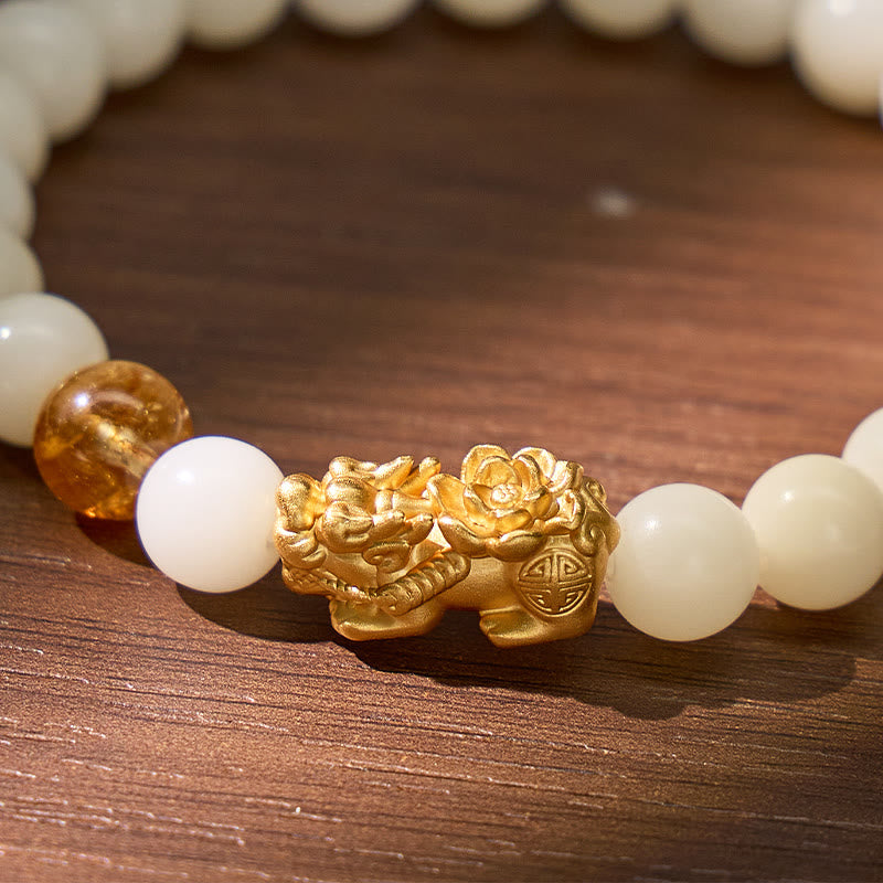 FuAttract Wealth & Emotional Balance Bracelet – White Jade Citrine Pyramid & Pixiu - image 5