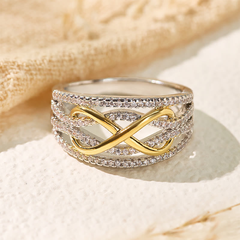 FuAttract Self-Love Energy Emotional Healing Infinity Adjustable Ring - Dual Tone Gold & Silver - US 12 - image 0