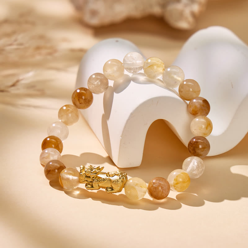 FuAttract Abundance & Positivity Energy Yellow Glue Flower Pixiu Bracelet - image 1