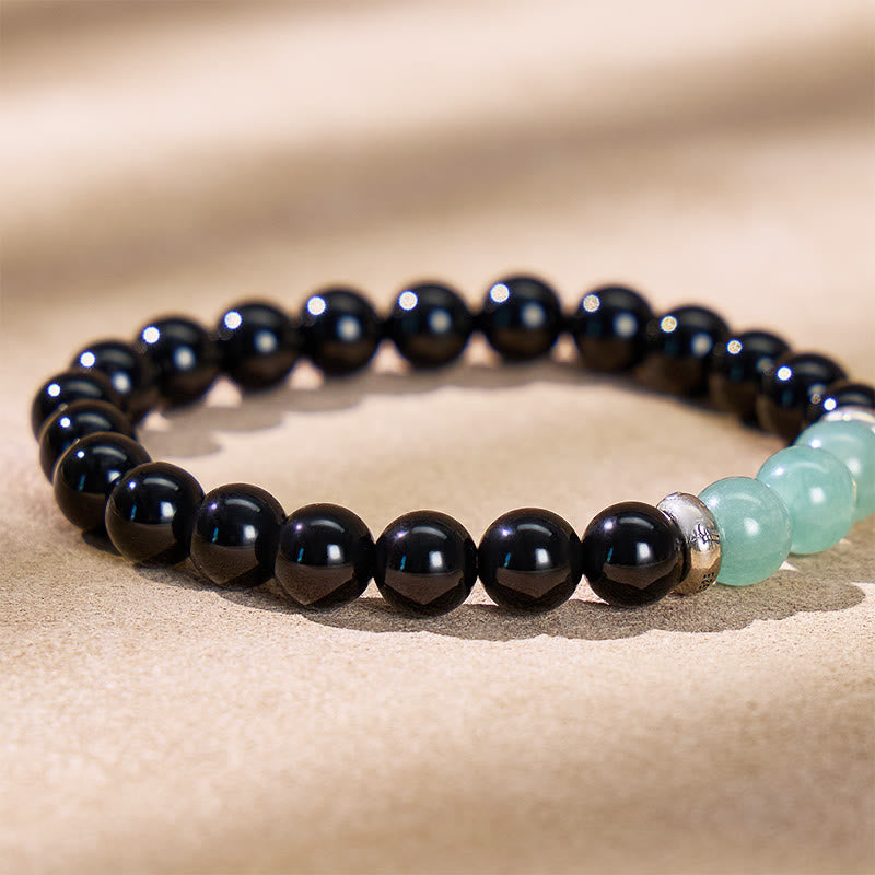 FuAttract Balance Protection Chinese Zodiac Black Onyx & Blue Chalcedony Bracelet - image 5