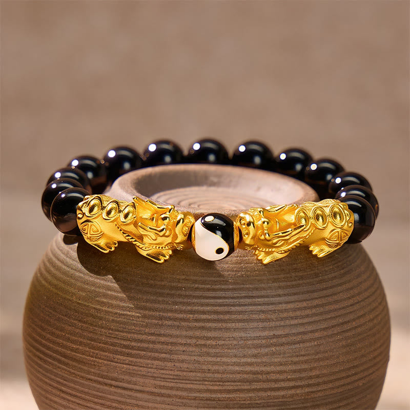 FuAttract Balance & Protection Black Obsidian Pixiu Yin Yang Bracelet - image 3