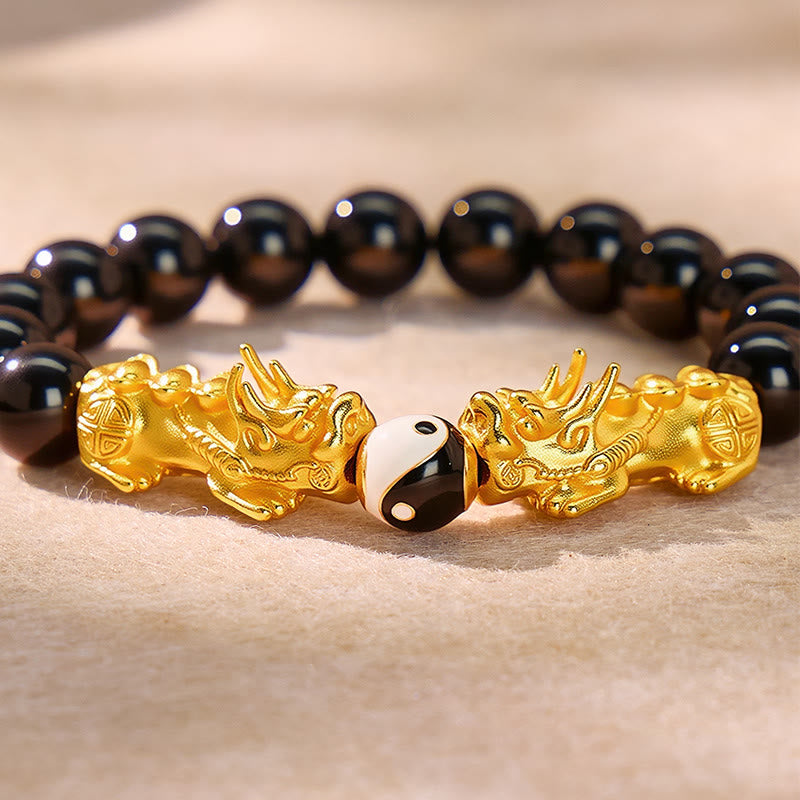 FuAttract Balance & Protection Black Obsidian Pixiu Yin Yang Bracelet - image 5