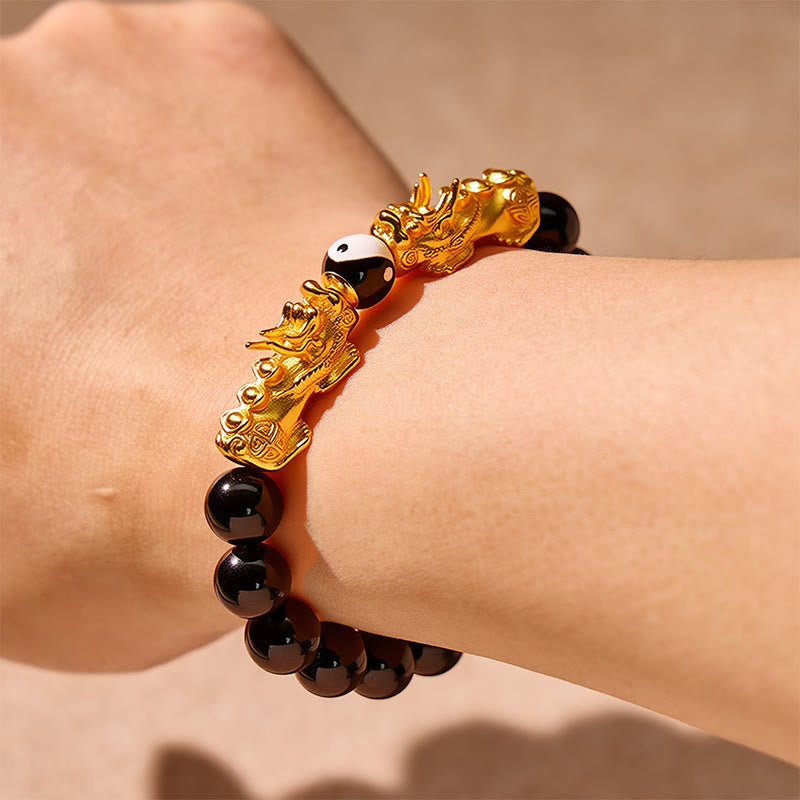 FuAttract Balance & Protection Black Obsidian Pixiu Yin Yang Bracelet - image 4