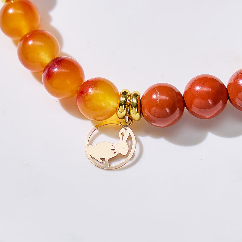 FuAttract Grounding & Growth Chinese Zodiac Rose Quartz White Jade Unakite Red Wood Grain Bracelet - image 5