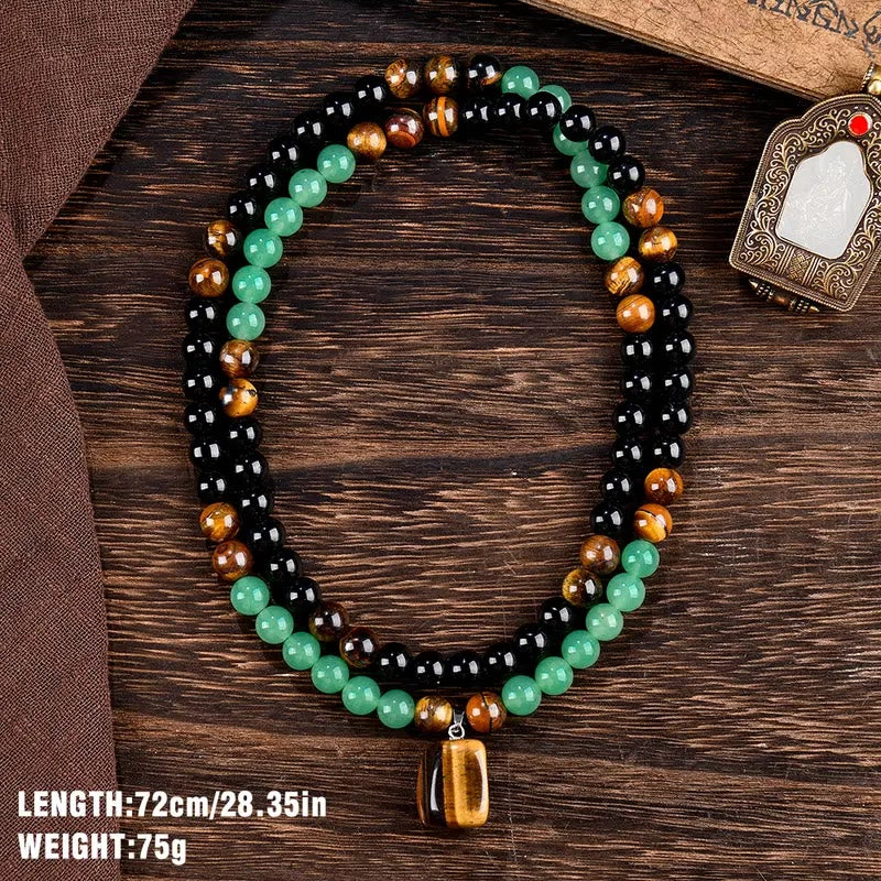 FuAttract Black Obsidian Green Aventurine & Tiger's Eye Necklace – Protection Growth & Courage - image 2
