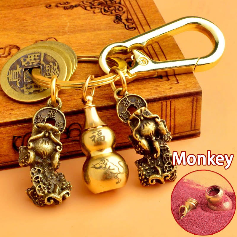 FREE Today: Fortune Protection Prosperity Flow Brass Chinese Zodiac Keychain with Pixiu - Monkey - image 20