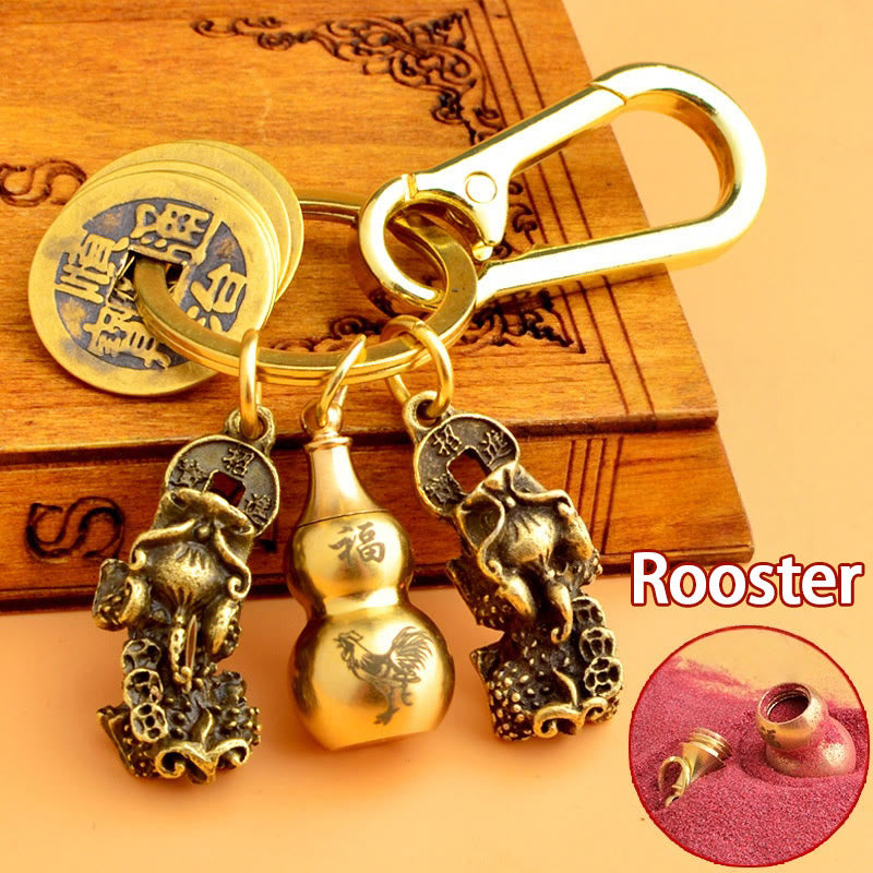 FREE Today: Fortune Protection Prosperity Flow Brass Chinese Zodiac Keychain with Pixiu - Rooster - image 21