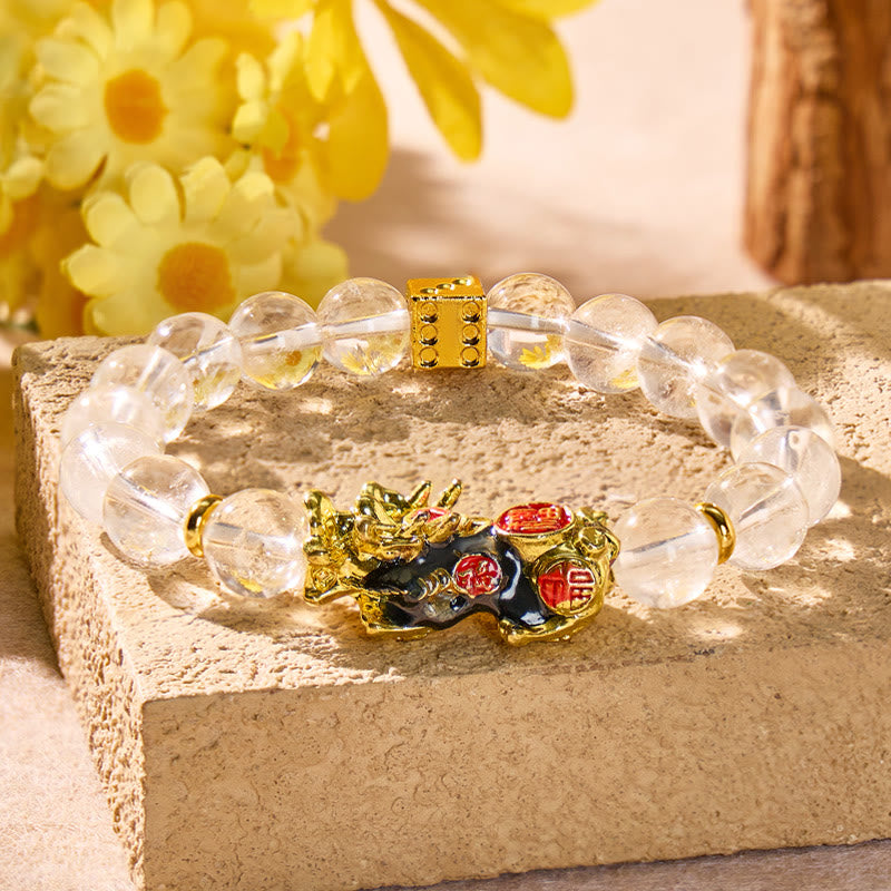 FuAttract Clear Quartz Pixiu Bracelet – Wealth Energy Clarity & Protection - 10mm - image 0