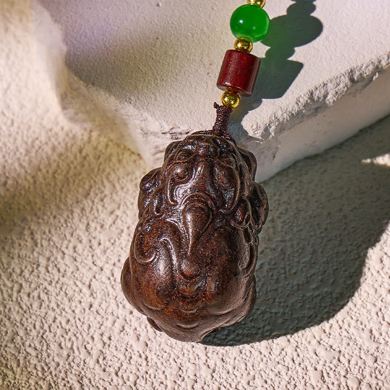 FuAttract Protective Wealth Luck Lightning-Struck Jujube Wood Pixiu Keychain - image 4