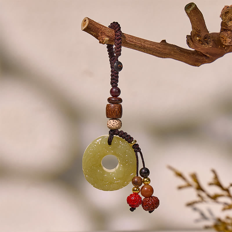 FuAttract Harmony & Protection Hetian Jade Ping An Buckle Pixiu Keychain - Wooden - image 15