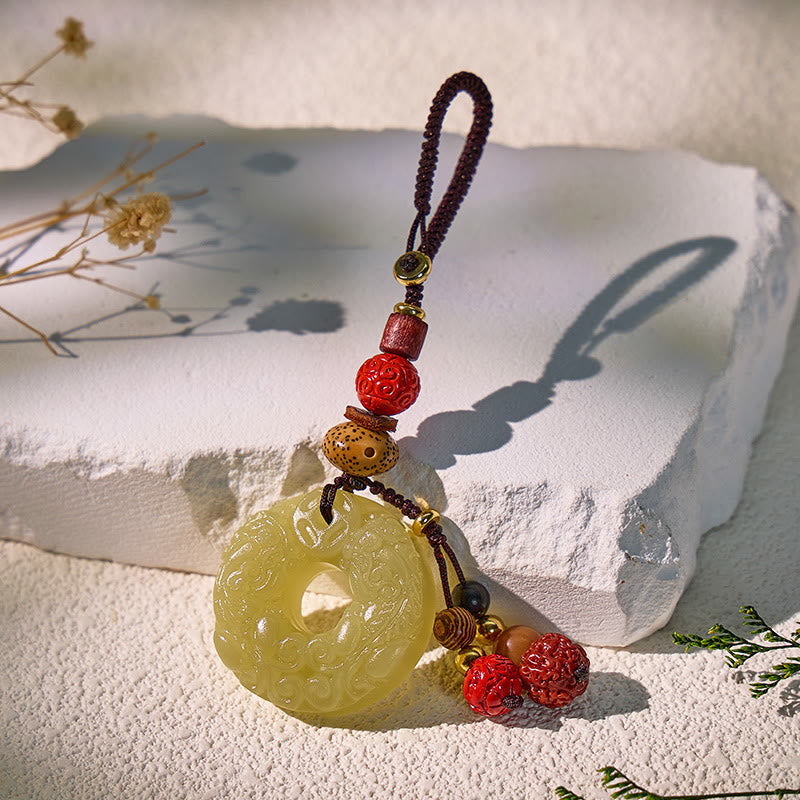 FuAttract Harmony & Protection Hetian Jade Ping An Buckle Pixiu Keychain - image 2