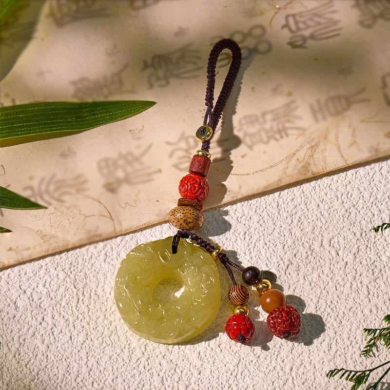FuAttract Harmony & Protection Hetian Jade Ping An Buckle Pixiu Keychain - image 1
