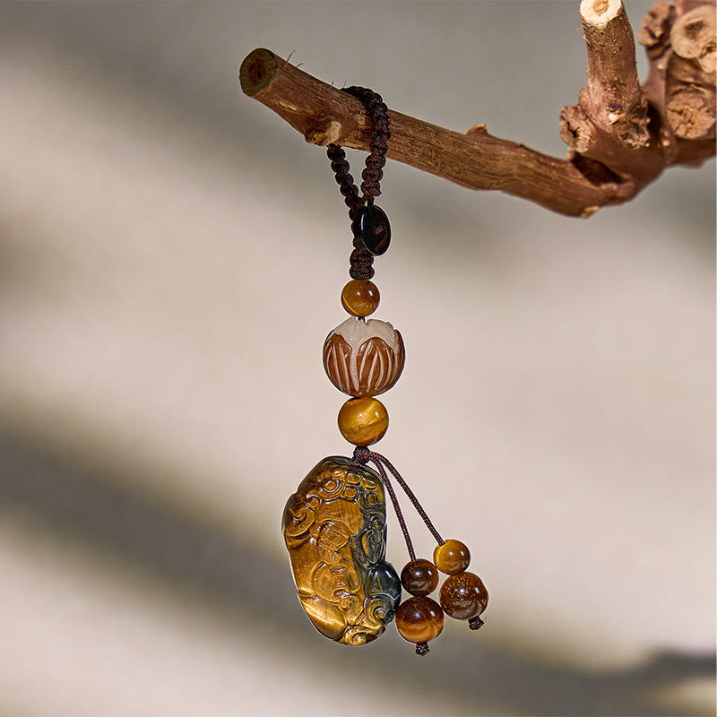 FuAttract Tiger's Eye Lotus Pixiu Keychain – Wealth Protection Energy - image 1