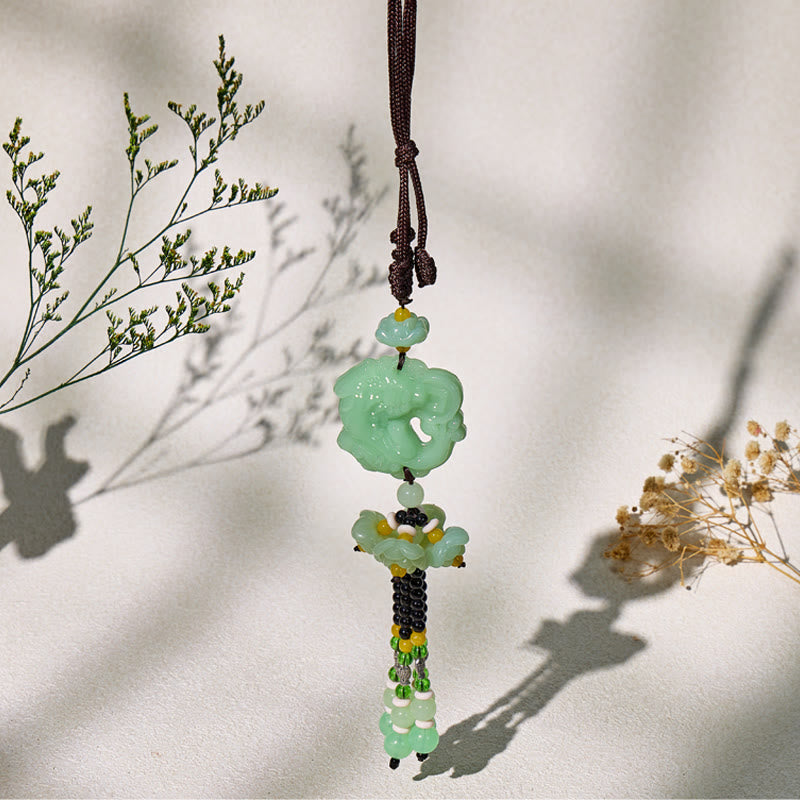 FuAttract Jade Lotus Pixiu Car Hanging Decor – Calm Serenity & Wealth Protection - image 1