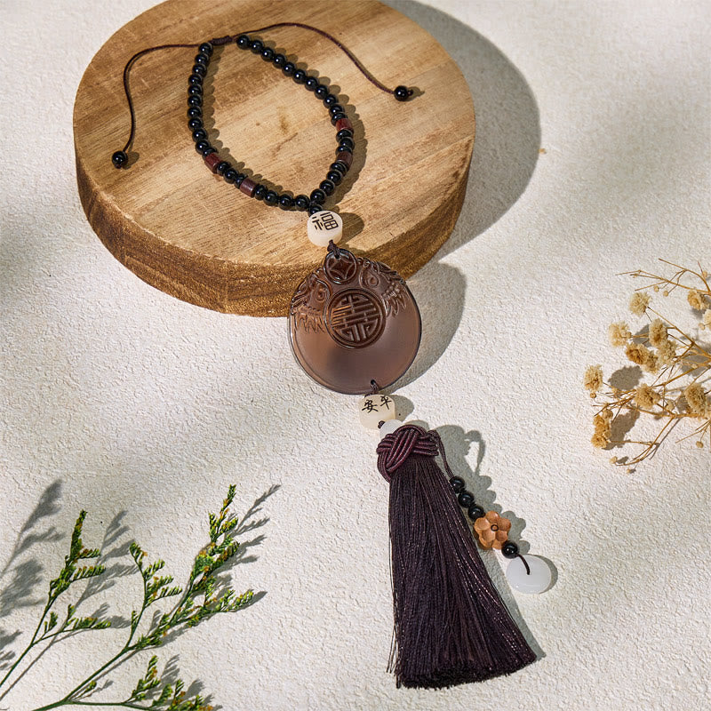 FuAttract Protection Grounding & Wealth Energy Black Obsidian Pixiu Car Hanging Decor - image 2