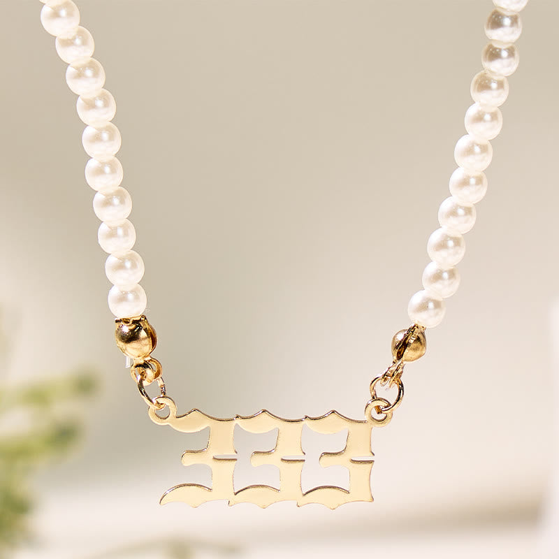 FuAttract Angel Numbers Pearl Stainless Steel Necklace – Destiny Strength & Vitality - 333 - image 0