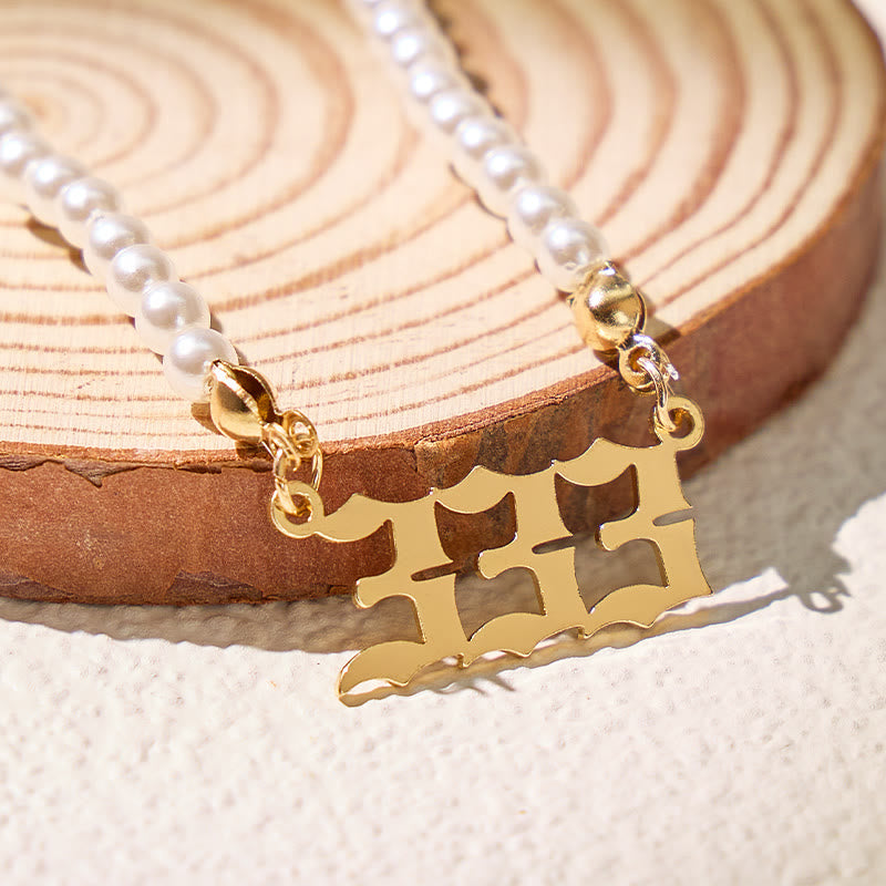 FuAttract Angel Numbers Pearl Stainless Steel Necklace – Destiny Strength & Vitality - image 1