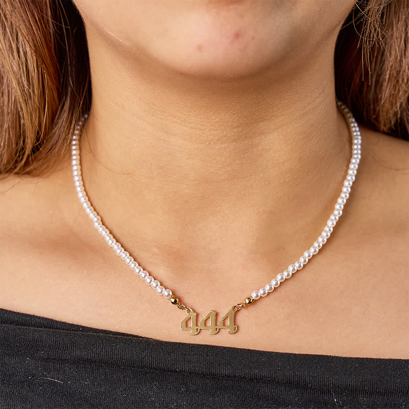 FuAttract Angel Numbers Pearl Stainless Steel Necklace – Destiny Strength & Vitality - image 3