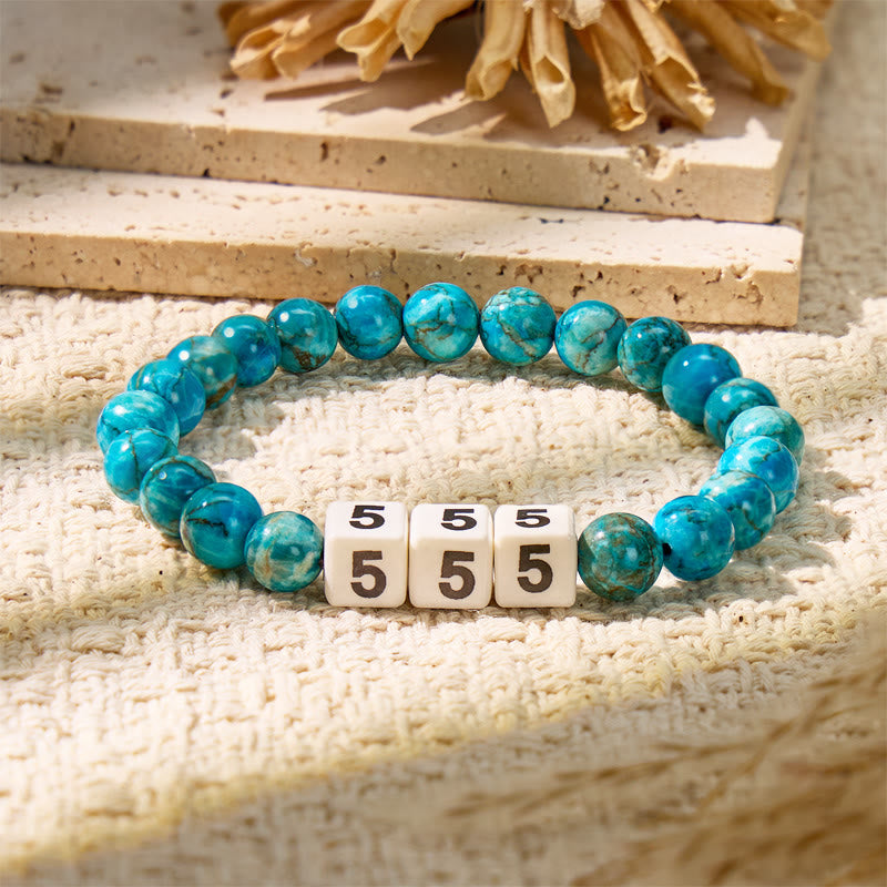 FuAttract Destiny Guidance Calm Clarity Blue Turquoise & Ceramic Angel Numbers Bracelet - 555 - image 0