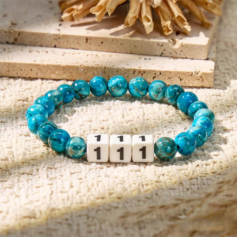 FuAttract Destiny Guidance Calm Clarity Blue Turquoise & Ceramic Angel Numbers Bracelet - 111 - image 10