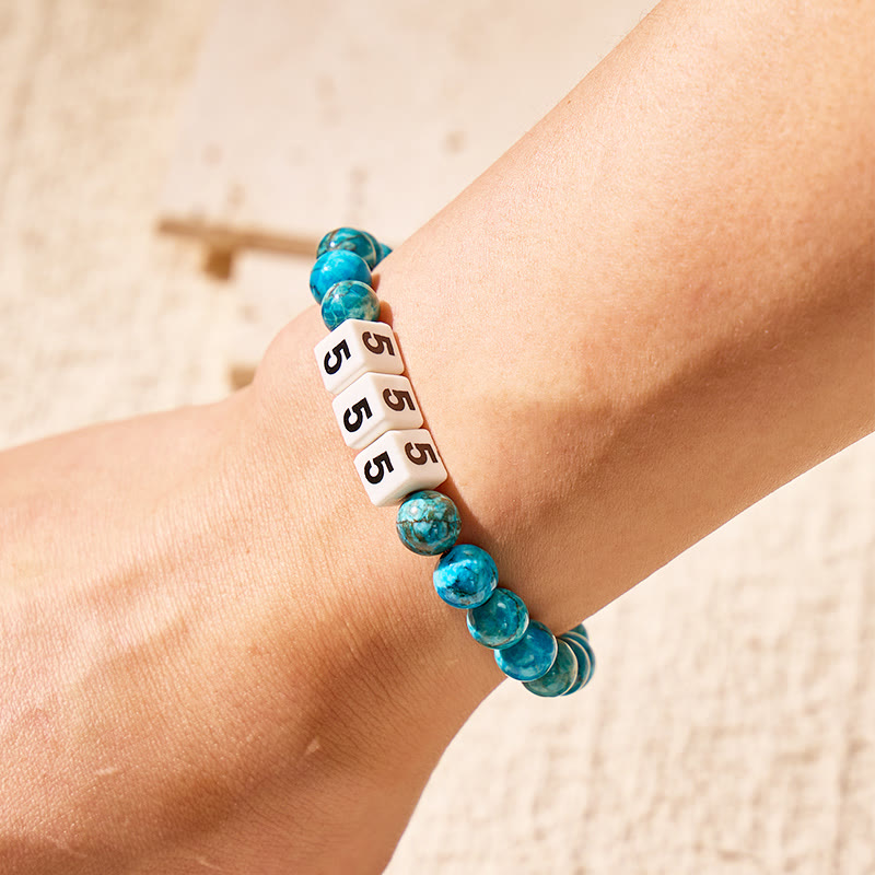 FuAttract Destiny Guidance Calm Clarity Blue Turquoise & Ceramic Angel Numbers Bracelet - image 3