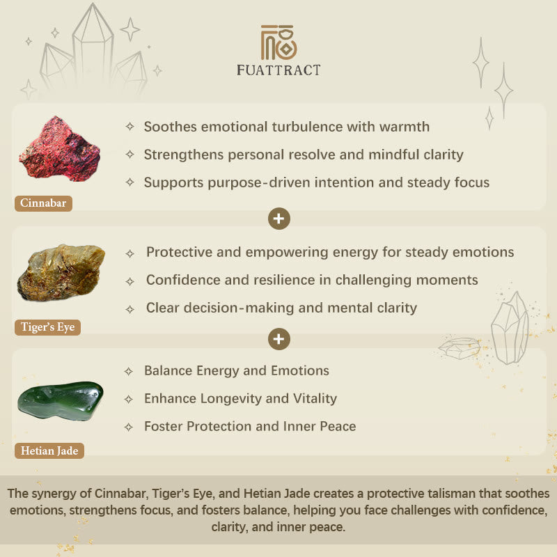 FuAttract Balance Courage & Prosperity – Cinnabar Hetian Jade Tiger's Eye Pixiu Bracelet - image 8