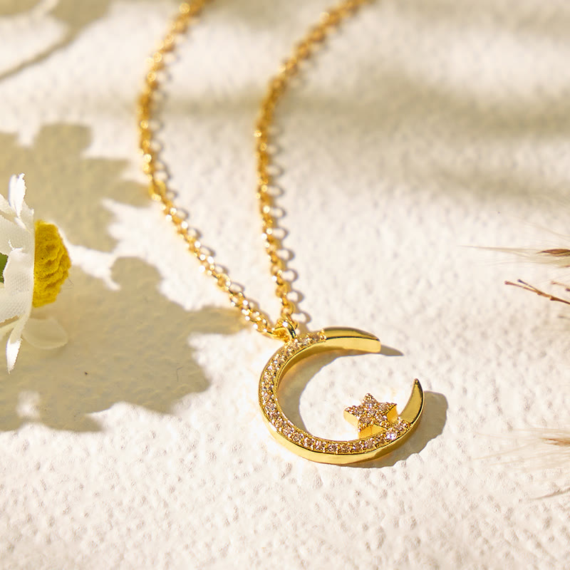 FuAttract Calm Energy Vitality Flow Moon & Star Zircon Pendant Necklace - image 1