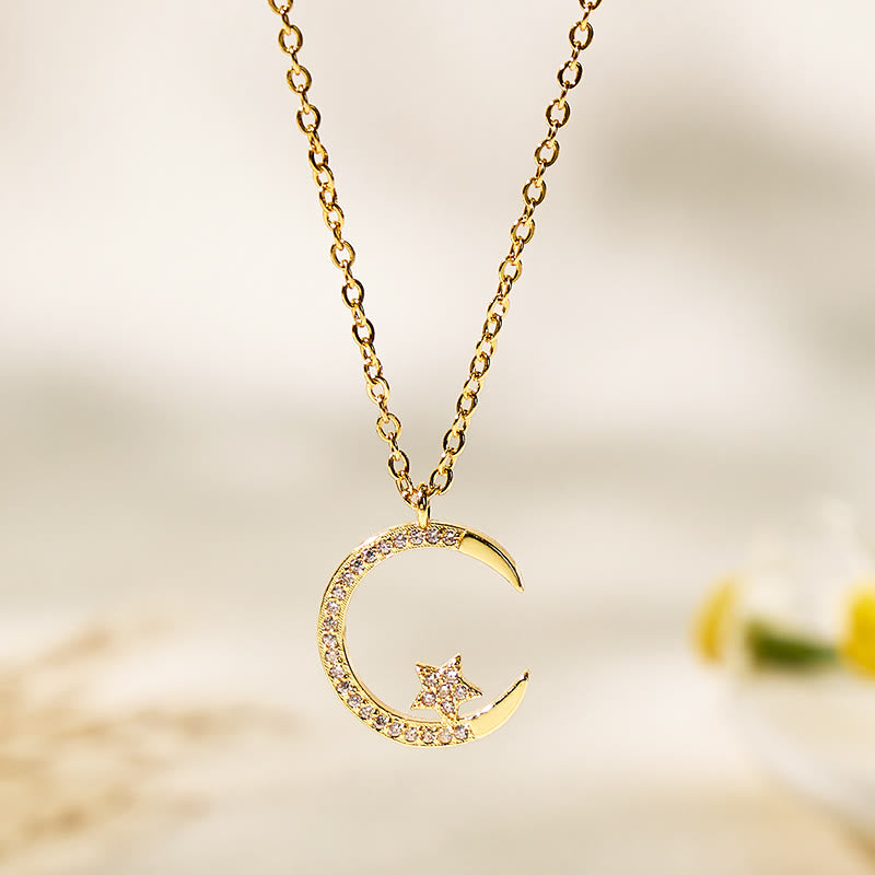 FuAttract Calm Energy Vitality Flow Moon & Star Zircon Pendant Necklace - image 2