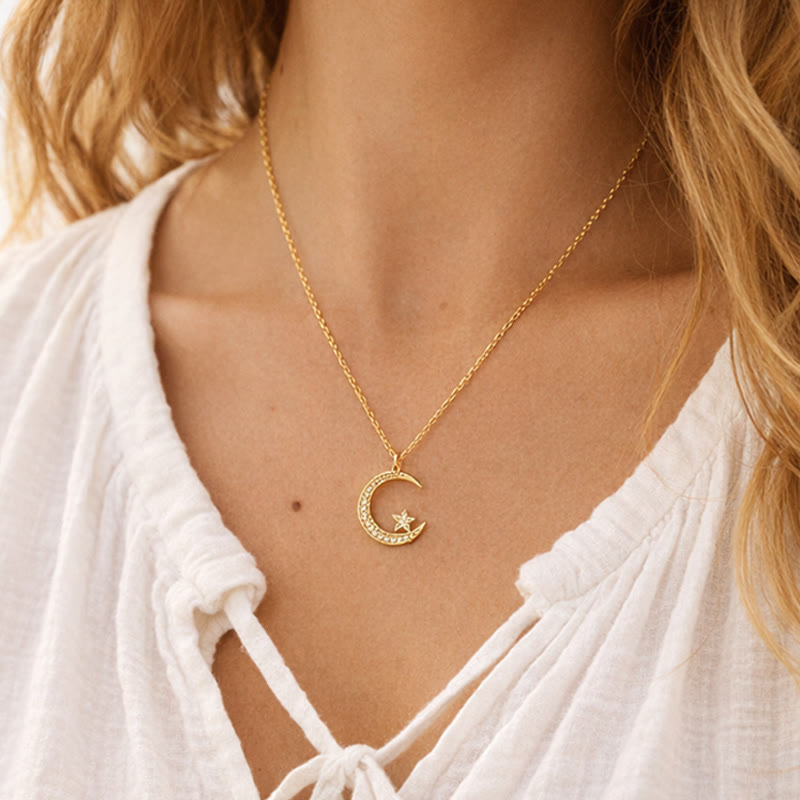 FuAttract Calm Energy Vitality Flow Moon & Star Zircon Pendant Necklace - image 4