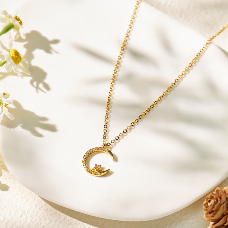 FuAttract Calm Energy Vitality Flow Moon & Star Zircon Pendant Necklace - image 5