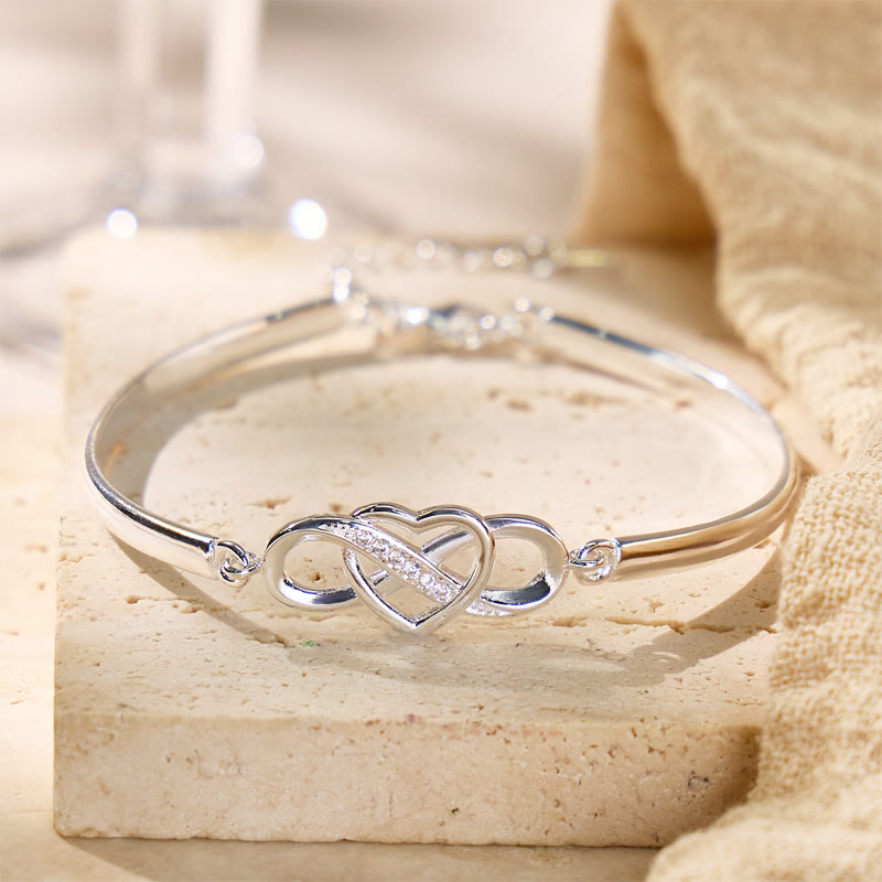 FuAttract Self-Love Emotional Connection Infinity & Heart Zircon Adjustable Bracelet - White - image 0