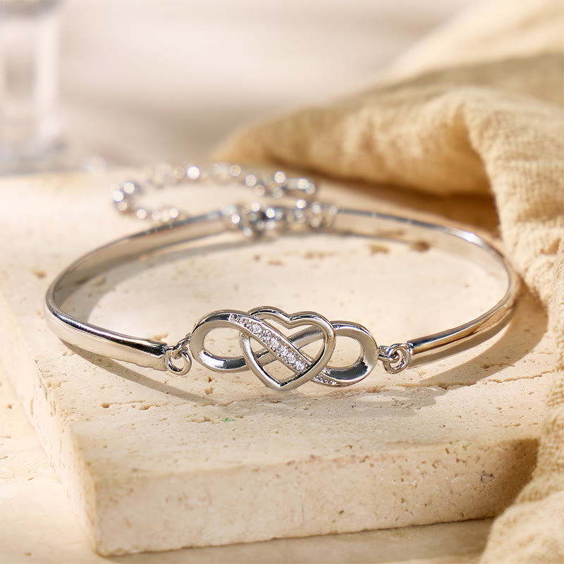 FuAttract Self-Love Emotional Connection Infinity & Heart Zircon Adjustable Bracelet - Silver - image 9
