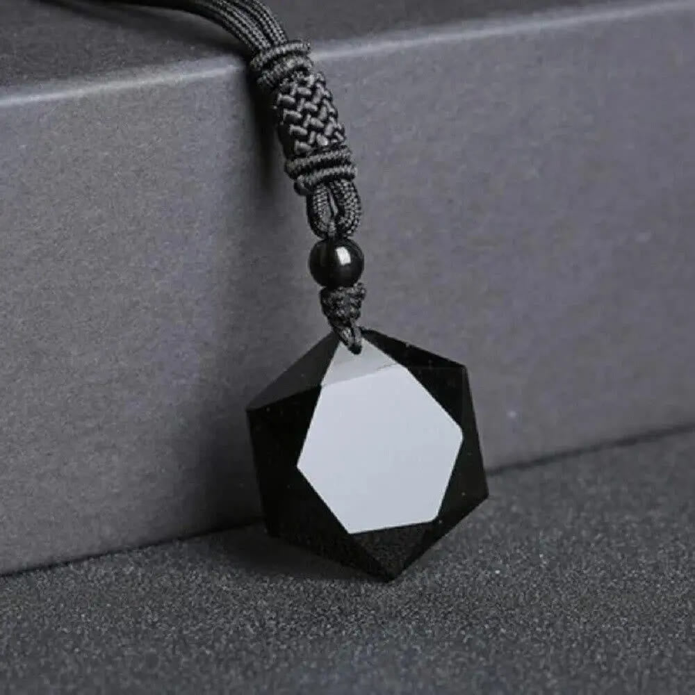 FuAttract Black Obsidian Pendant Adjustable Necklace – Protection & Grounding Energy - Hexagon - image 7
