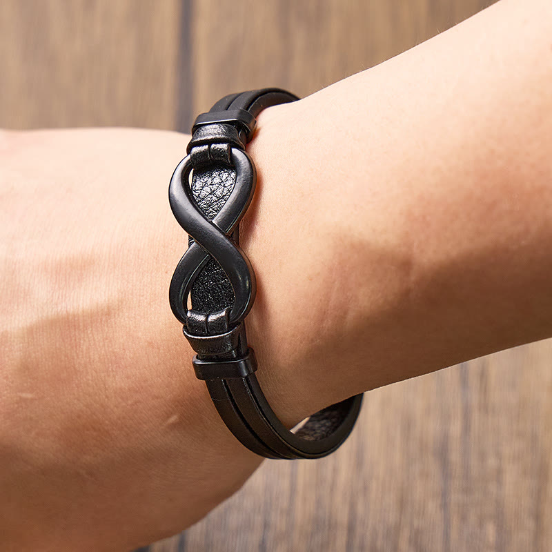 FuAttract Strength Endurance Infinity Leather Stainless Steel Bracelet - image 8