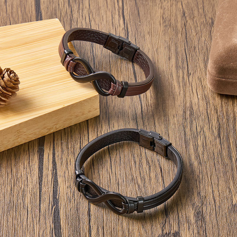 FuAttract Strength Endurance Infinity Leather Stainless Steel Bracelet - image 5