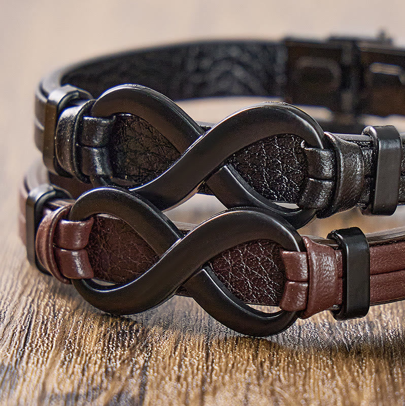 FuAttract Strength Endurance Infinity Leather Stainless Steel Bracelet - image 6