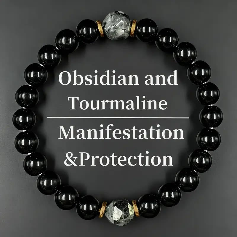 FuAttract Grounding Protection Balance & Calm Strength Black Obsidian Bracelet - image 0