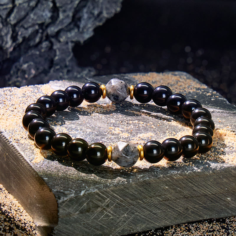 FuAttract Grounding Protection Balance & Calm Strength Black Obsidian Bracelet - image 3