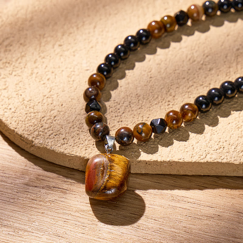 FuAttract Courage Focus Strength & Bold Statement Black Obsidian Tiger's Eye Necklace - image 2