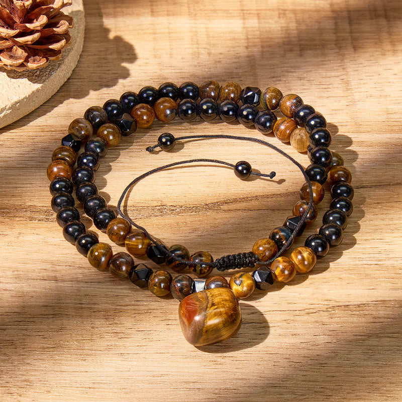 FuAttract Courage Focus Strength & Bold Statement Black Obsidian Tiger's Eye Necklace - image 5