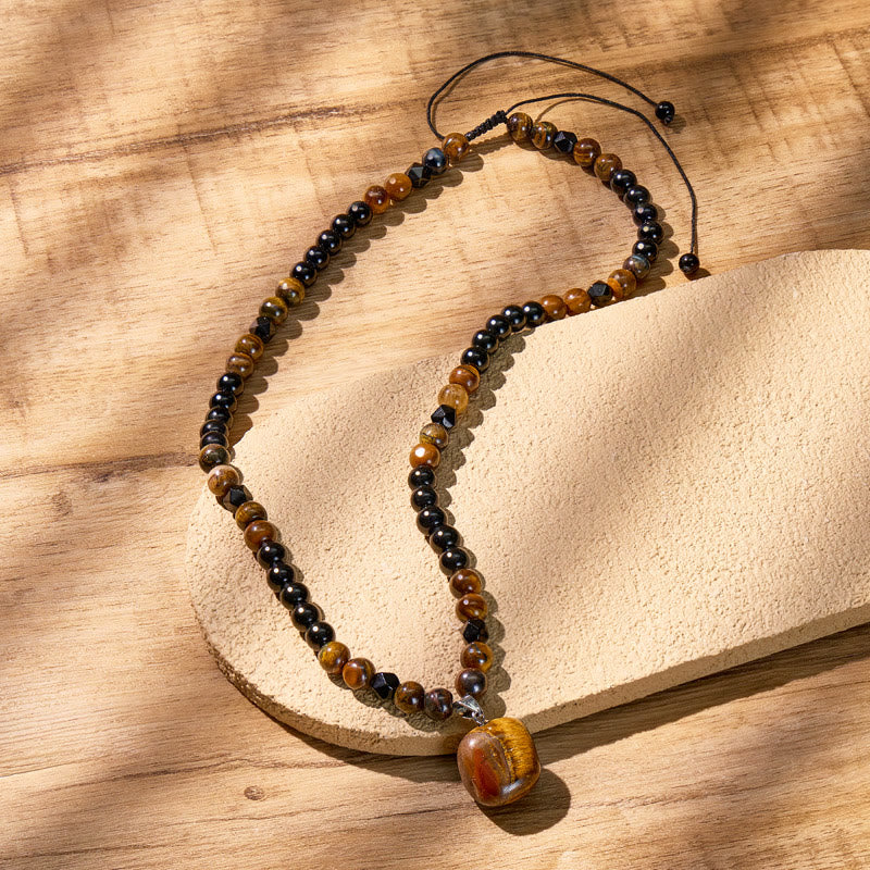 FuAttract Courage Focus Strength & Bold Statement Black Obsidian Tiger's Eye Necklace - image 6