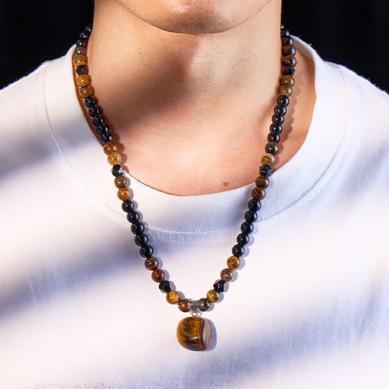 FuAttract Courage Focus Strength & Bold Statement Black Obsidian Tiger's Eye Necklace - image 4