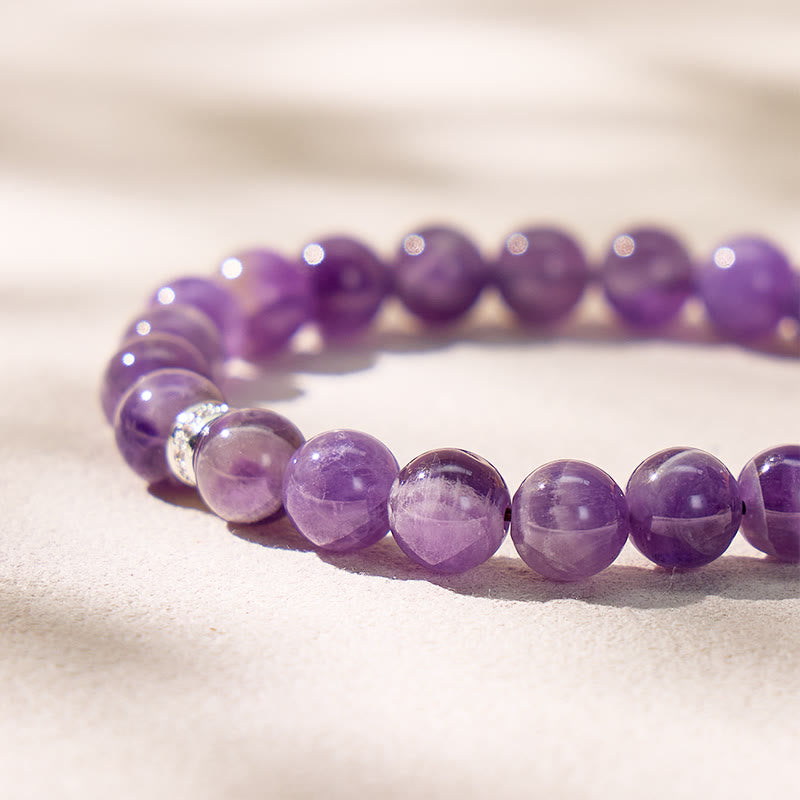 FuAttract Intuition Clarity Stainless Steel Angel Numbers Silver Spacer Bead Amethyst Bracelet - image 5