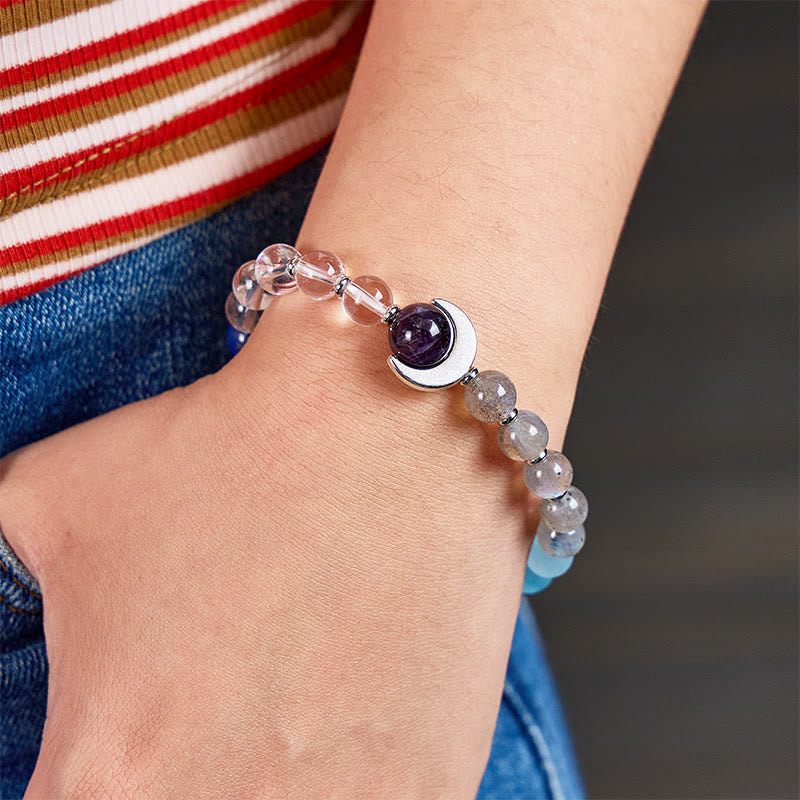 FuAttract Crescent Moon Multi-Stone Energy Bracelet – Calm & Intuition - image 3