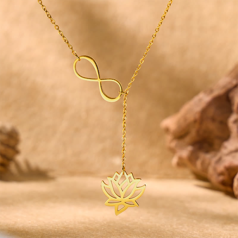 FuAttract Serenity & Love Calm Energy Lotus & Infinity Titanium Steel Necklace - image 4